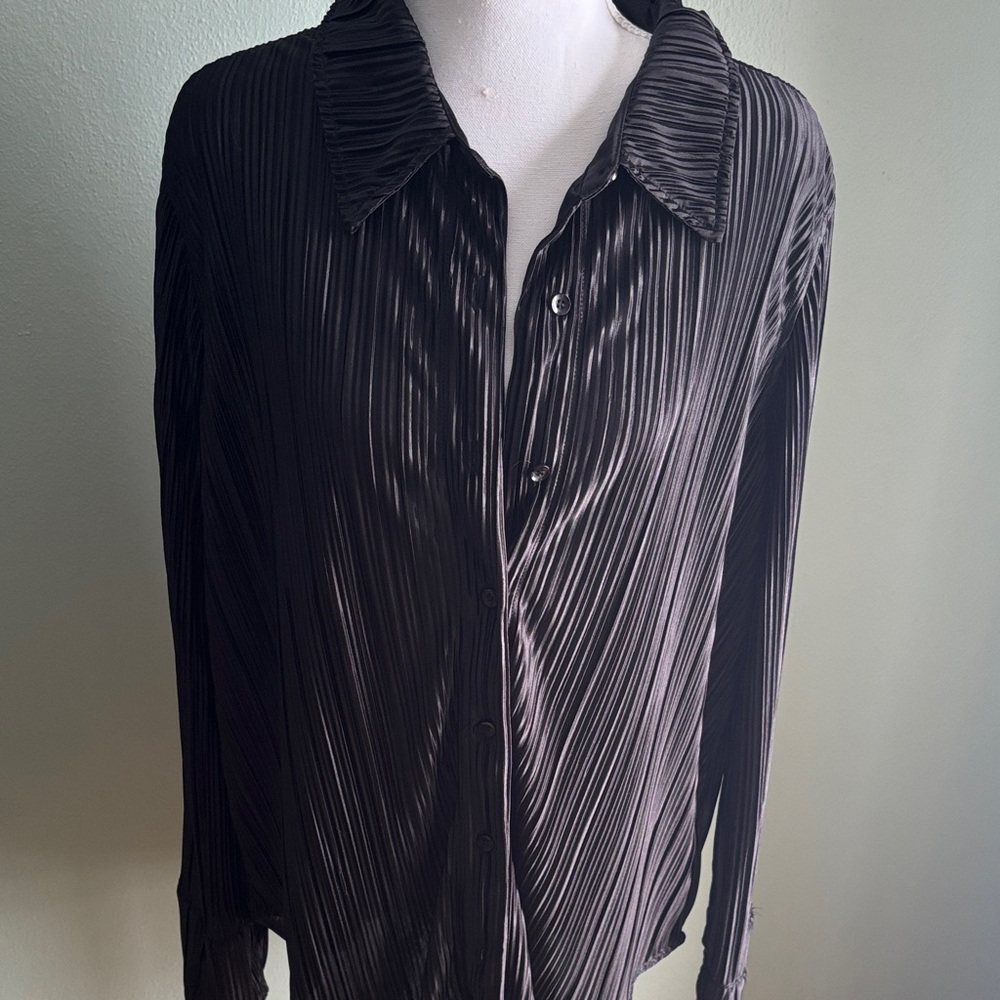 Good American Black Pleated Women's Shirt